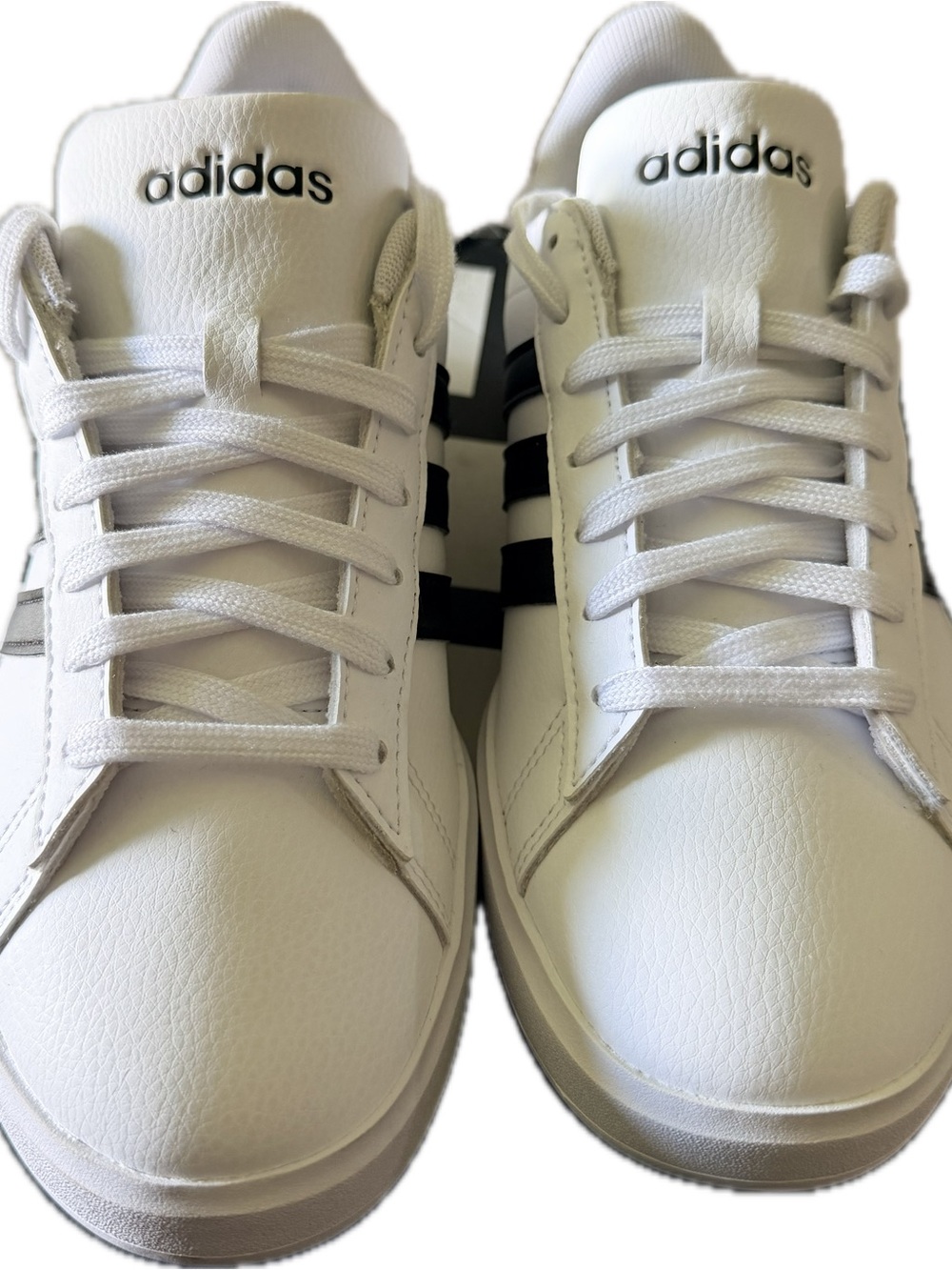 Adidas Kids Grand Court 2.0 White Sneakers with Black Stripes